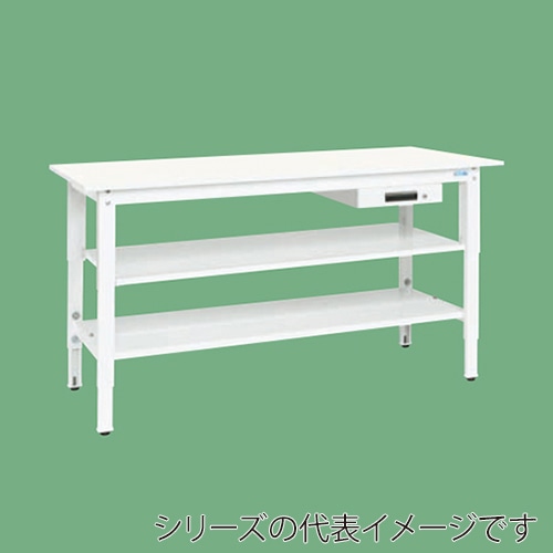 サカエ 軽量高さ調整作業台 TKK8タイプ 中棚中板付 キャビネット1段付 パールホワイト TKK8-127AVPWT2 1台(ご注文単位1台)【直送品】