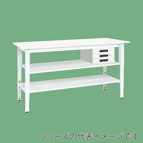 サカエ 軽量高さ調整作業台　TKK8タイプ　中棚中板付 キャビネット3段付　パールホワイト TKK8-189CVPWT2 1台（ご注文単位1台）【直送品】