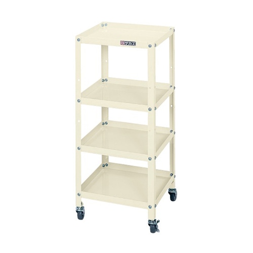 サカエ スペシャルワゴン　SPSタイプ　4段 エラストマー車　アイボリー SPS-04NI 1台（ご注文単位1台）【直送品】