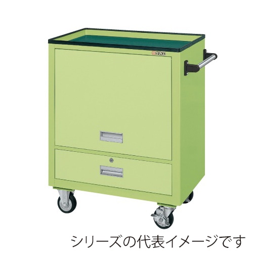 サカエ エスエスワゴン 引出し5段 ゴム車 グリーン SS-A14N 1台(ご注文単位1台)【直送品】