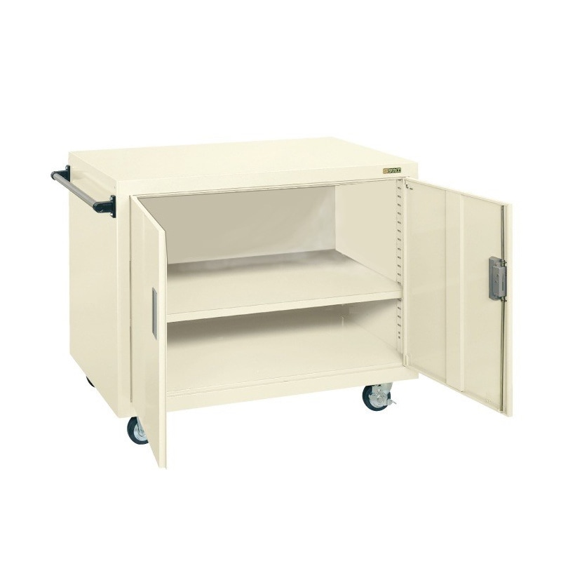 サカエ ジャンボワゴン 扉付 ゴム車 アイボリー SKR-100I 1台(ご注文単位1台)【直送品】