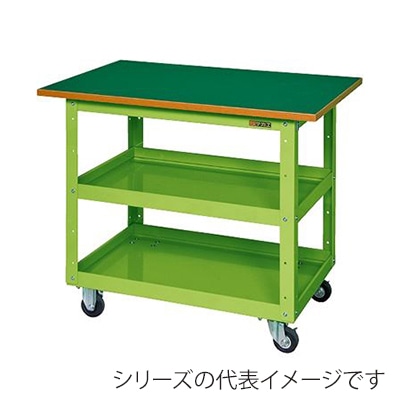 サカエ ニューCSスーパーワゴン 1段 車輪4輪自在 天板付 ゴム車 グリーン CSWA-607TJ 1台(ご注文単位1台)【直送品】