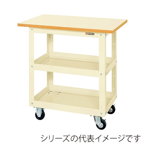 サカエ ニューCSスーパーワゴン 1段 車輪自在+固定 天板付 ゴム車 アイボリー CSWA-607TI 1台(ご注文単位1台)【直送品】