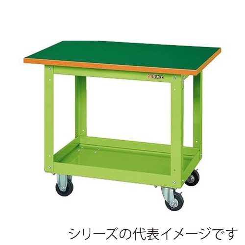 サカエ ニューCSスーパーワゴン 1段 車輪自在+固定 天板付 ゴム車 グリーン CSWA-606T 1台(ご注文単位1台)【直送品】