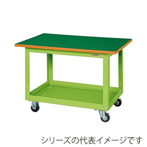 サカエ ニューCSスーパーワゴン 1段 車輪4輪自在 天板付 ゴム車 グリーン CSWA-756TJ 1台(ご注文単位1台)【直送品】