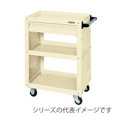 サカエ ニューCSスーパーワゴン 3段 車輪自在+固定 引出し・パネル付 ゴム車 アイボリー CSWA-758CPI 1台(ご注文単位1台)【直送品】