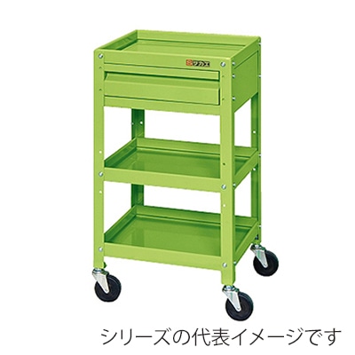 サカエ ニューCSツールワゴン　3段　引出し付 ゴム車　グリーン CSLA-4073C 1台（ご注文単位1台）【直送品】