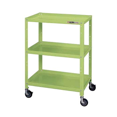 サカエ スペシャルワゴン　SPYタイプ　3段　マット付 サイレントエラストマー車　グリーン SPY-03SE 1台（ご注文単位1台）【直送品】