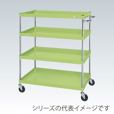 サカエ CSパールワゴン 中量 4段 ゴム車 グリーン CSP-12124 1台(ご注文単位1台)【直送品】