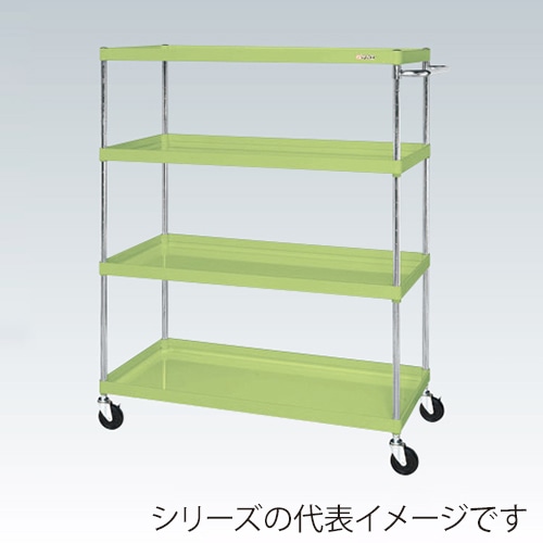 サカエ CSパールワゴン 中量 4段 ゴム車 グリーン CSP-12154 1台(ご注文単位1台)【直送品】
