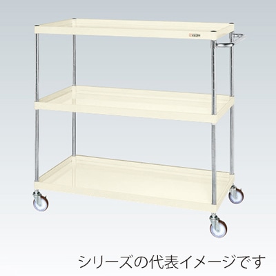 サカエ CSパールワゴン　中量　3段 ナイロンウレタン車　アイボリー CSP-12123NUI 1台（ご注文単位1台）【直送品】
