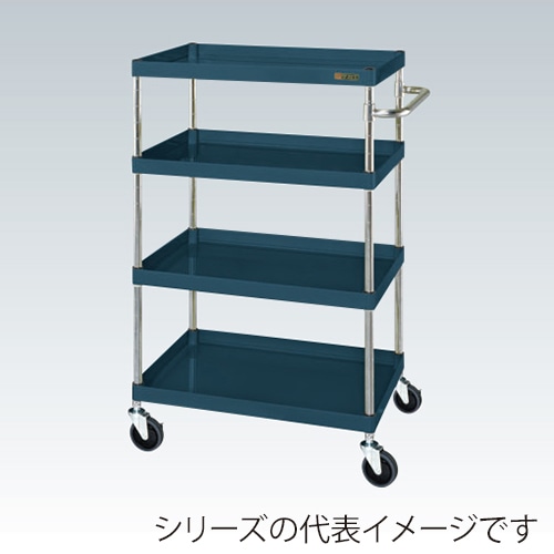 サカエ CSパールワゴン　中量　4段 サイレントエラストマー車　ダークグレー CSP-60124SED 1台（ご注文単位1台）【直送品】