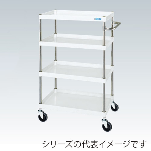 サカエ CSパールワゴン　中量　4段 サイレントエラストマー車　パールホワイト CSP-75124SEW 1台（ご注文単位1台）【直送品】