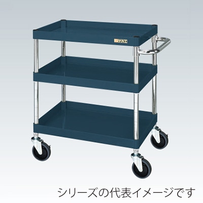 サカエ CSパールワゴン　中量　3段 サイレントエラストマー車　ダークグレー CSP-7573SED 1台（ご注文単位1台）【直送品】