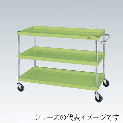 サカエ CSパールワゴン　中量　3段 サイレントエラストマー車　グリーン CSP-10113SE 1台（ご注文単位1台）【直送品】