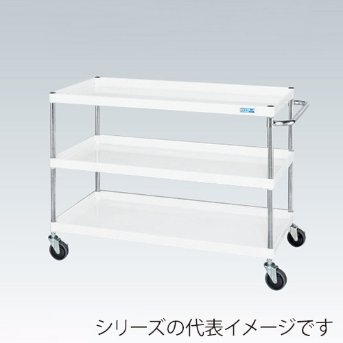 サカエ CSパールワゴン　中量　3段 サイレントエラストマー車　パールホワイト CSP-1283SEW 1台（ご注文単位1台）【直送品】