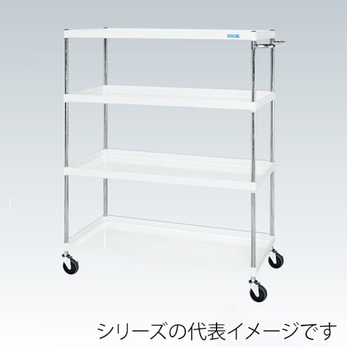 サカエ CSパールワゴン　中量　4段 サイレントエラストマー車　パールホワイト CSP-12154SEW 1台（ご注文単位1台）【直送品】