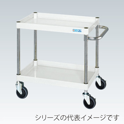 サカエ CSパールワゴン　中量　2段　直進安定金具付 サイレントエラストマー車　パールホワイト CSP-6062YSEW 1台（ご注文単位1台）【直送品】