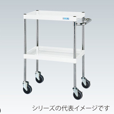 サカエ CSパールワゴン　中量　2段　直進安定金具付 サイレントエラストマー車　パールホワイト CSP-6082YSEW 1台（ご注文単位1台）【直送品】