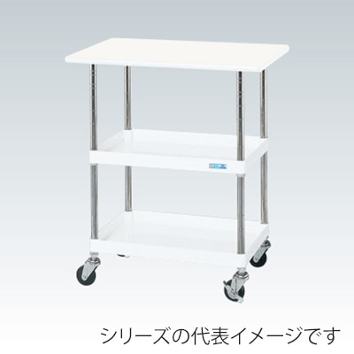 サカエ CSパールワゴン 軽量タイプ 2段 天板付 ゴム車 パールホワイト CSP-7582LVW 1台(ご注文単位1台)【直送品】