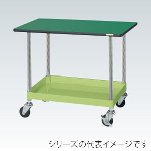 サカエ CSパールワゴン 軽量タイプ 1段 天板付 ゴム車 グリーン CSP-9061LTE 1台(ご注文単位1台)【直送品】