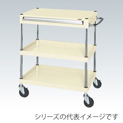 サカエ CSパールワゴン 中量 3段 引出付 天板フラット ゴム車 アイボリー CSP-7582AI 1台(ご注文単位1台)【直送品】