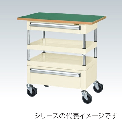 サカエ CSパールワゴン　中量　2段　引出2段・天板付 サイレントエラストマー車　アイボリー CSP-7572ACTFSEI 1台（ご注文単位1台）【直送品】