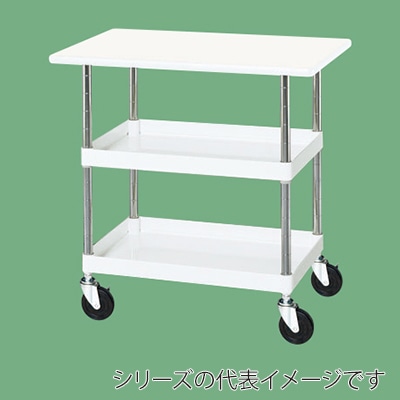 サカエ CSパールワゴン 中量 2段 天板付 ゴム車 パールホワイト CSP-9072VW 1台(ご注文単位1台)【直送品】