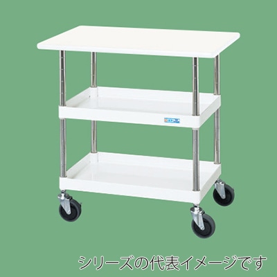 サカエ CSパールワゴン 中量 2段 天板付 サイレントエラストマー車 パールホワイト CSP-9072VSEW 1台(ご注文単位1台)【直送品】