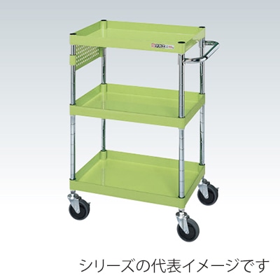 サカエ CSパールワゴン　中量　3段　パンチングパネル サイレントエラストマー車　グリーン CSP-6083PSE 1台（ご注文単位1台）【直送品】