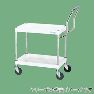 サカエ CSパールワゴン 中量 2段 取手ハイタイプ ゴム車 パールホワイト CSP-7562HTW 1台(ご注文単位1台)【直送品】