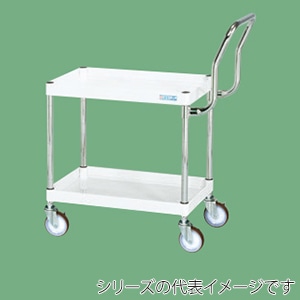 サカエ CSパールワゴン 中量 2段 取手ハイタイプ ナイロンウレタン車 パールホワイト CSP-7562HTNUW 1台(ご注文単位1台)【直送品】