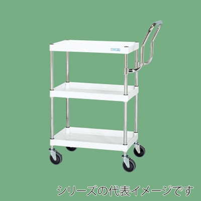 サカエ CSパールワゴン 中量 3段 取手ハイタイプ サイレントエラストマー車 パールホワイト CSP-7573HTSEW 1台(ご注文単位1台)【直送品】