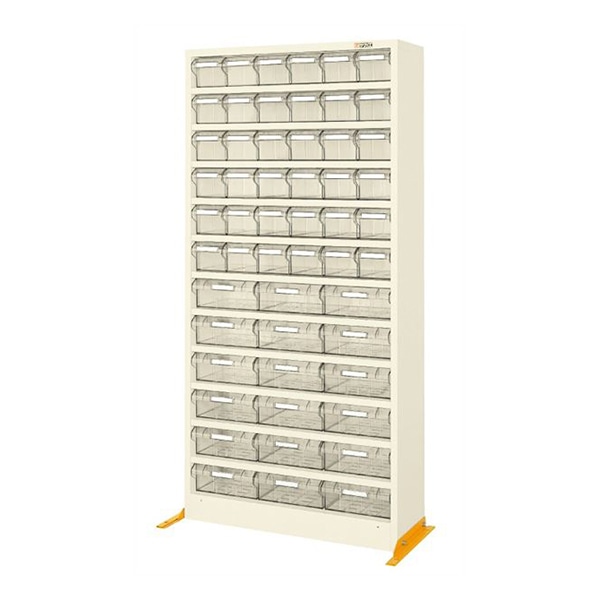 サカエ ハニーケース2 樹脂ボックス54個 転倒防止脚付 アイボリー HK-54I 1台(ご注文単位1台)【直送品】