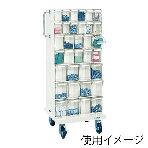 サカエ カセットシリーズ ワゴンタイプ ボックス68個 ニューグレー CTW-1WGL 1台(ご注文単位1台)【直送品】