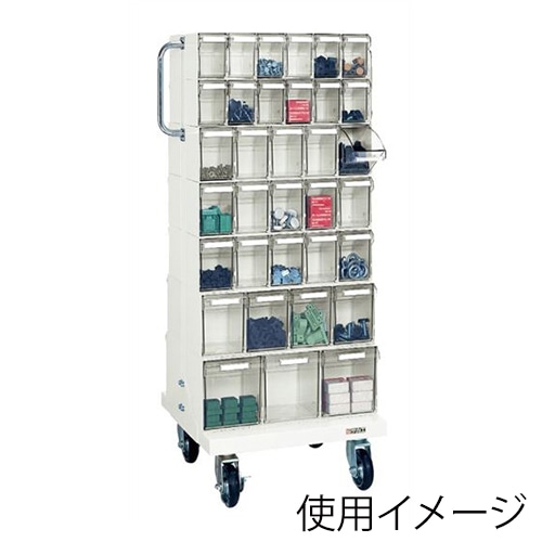 サカエ カセットシリーズ ワゴンタイプ ボックス68個 ニューグレー CTW-2WGL 1台(ご注文単位1台)【直送品】