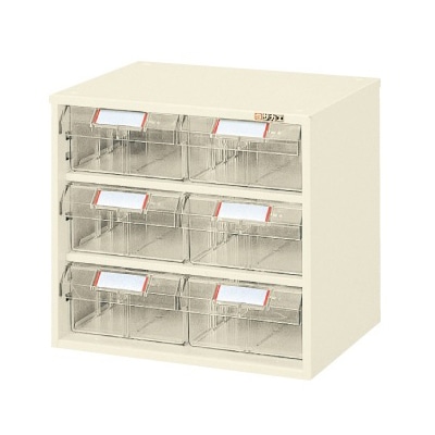 サカエ ピックケース 引出し6個 アイボリー L7-6 1台(ご注文単位1台)【直送品】