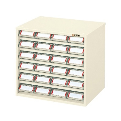 サカエ ピックケース 引出し24個 アイボリー L1-24 1台(ご注文単位1台)【直送品】