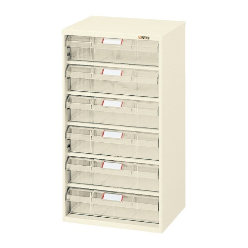 サカエ ピックケース 引出し6個 アイボリー L8-6 1台(ご注文単位1台)【直送品】