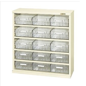 サカエ コンテナラックケース パーツボックス15個 透明 SCR-9KI 1台(ご注文単位1台)【直送品】