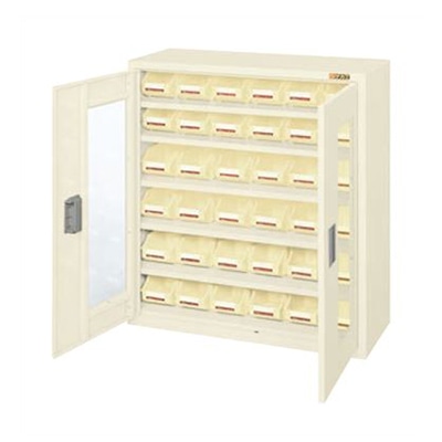 サカエ コンテナラックケース パーツボックス36個 扉付 アイボリー SCR-9LDI 1台(ご注文単位1台)【直送品】