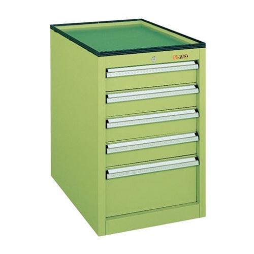 サカエ 重量キャビネット SMN 引出し5段 グリーン SMN-5 1台(ご注文単位1台)【直送品】