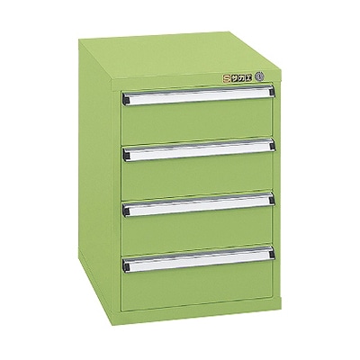 サカエ スモールキャビネット 引出し4段 グリーン SL-54 1台(ご注文単位1台)【直送品】