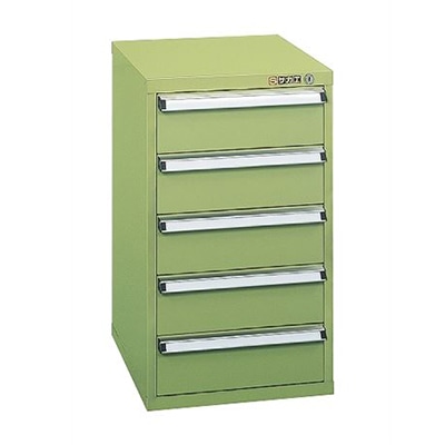 サカエ スモールキャビネット 引出し5段 グリーン SL-65 1台(ご注文単位1台)【直送品】