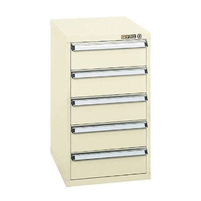 サカエ スモールキャビネット 引出し5段 アイボリー SL-65I 1台(ご注文単位1台)【直送品】