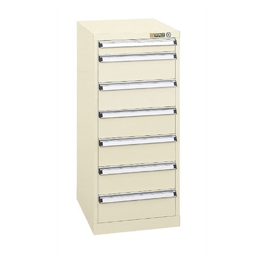 サカエ スモールキャビネット 引出し7段 アイボリー SL-87I 1台(ご注文単位1台)【直送品】