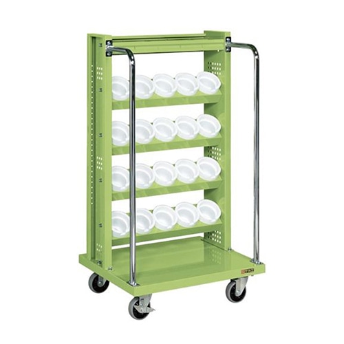 サカエ ツーリングワゴン UT-50×20個 4輪自在 トレー付 グリーン TLR-15ANT 1台(ご注文単位1台)【直送品】