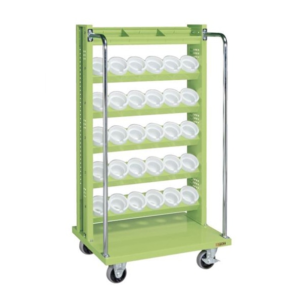 サカエ ツーリングワゴン UT-50×30個 自在+固定 トレー付 グリーン TLR-36AJKT 1台(ご注文単位1台)【直送品】