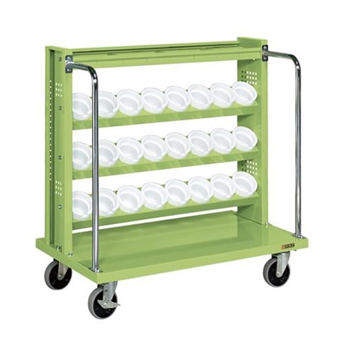 サカエ ツーリングワゴン UT-50×24個 4輪自在 トレー付 グリーン TLR-24ANT 1台(ご注文単位1台)【直送品】