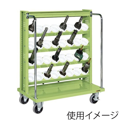 サカエ ツーリングワゴン UT-50×32個 自在+固定 トレー付 グリーン TLR-25AJKT 1台(ご注文単位1台)【直送品】